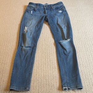 DL1961 Women's Distressed Skinny Jeans in Blue